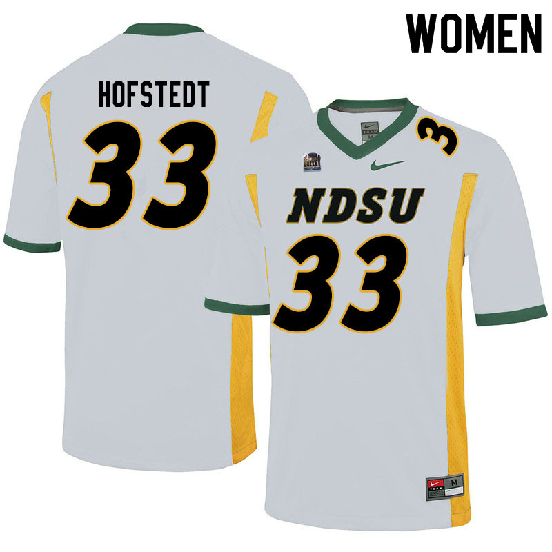 Women #33 Logan Hofstedt North Dakota State Bison College Football Jerseys Sale-White